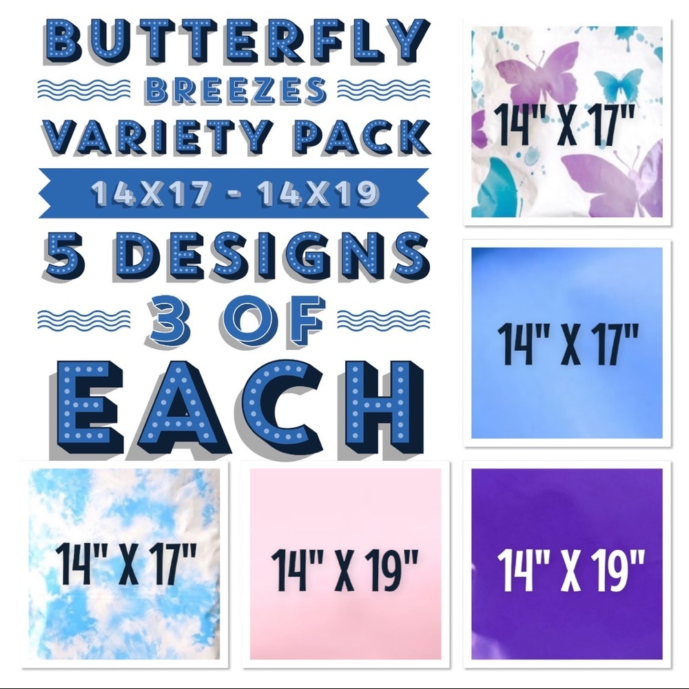 15 qty Butterfly Breezes Variety Bundle 14X17 & 14X19 Poly Mailers PRICE IS FIRM